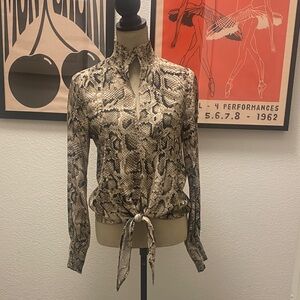 Karen Kane Snake Print Tie-Front Blouse